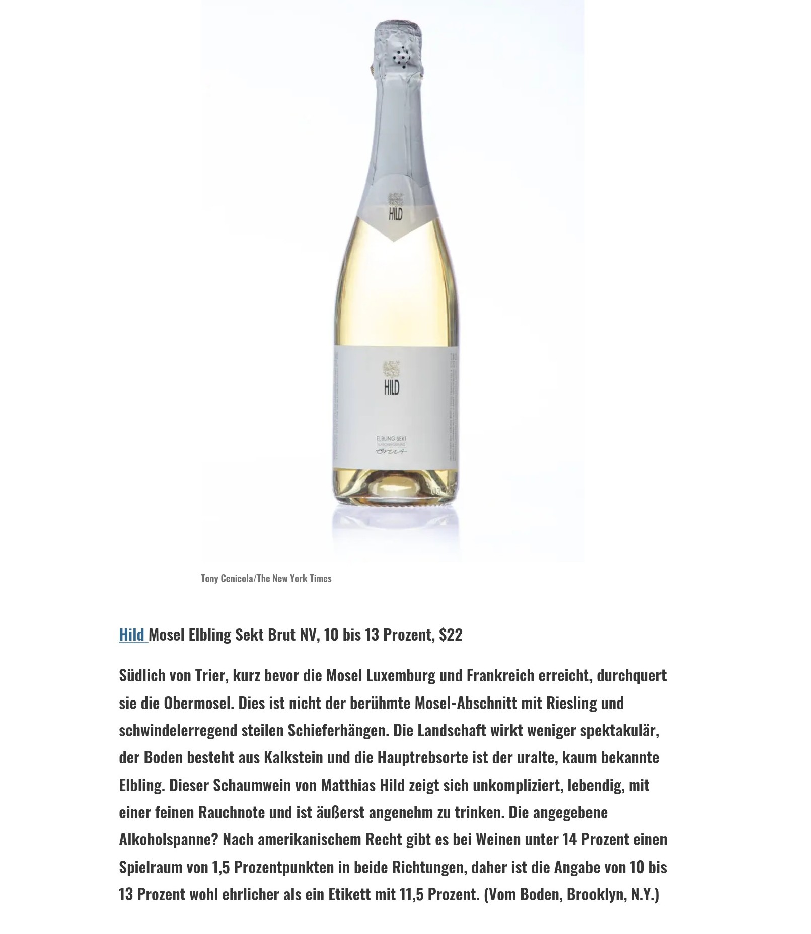 Matthias Hild | Elbling Sekt Brut *New York Times Empfehlung*